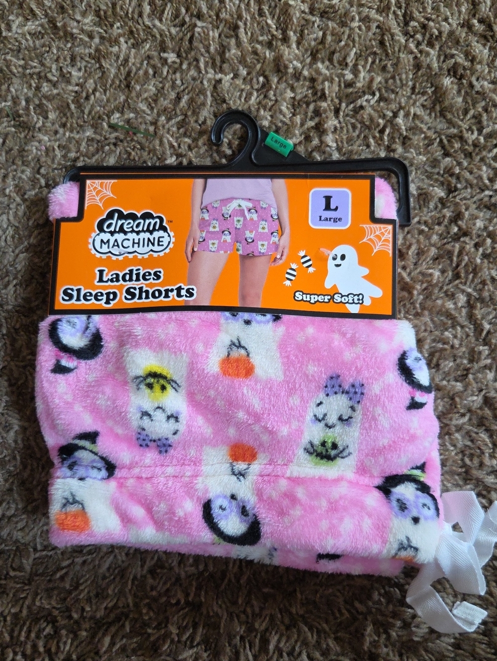 Pink Ladies Halloween Plush Sleep Shorts - Large